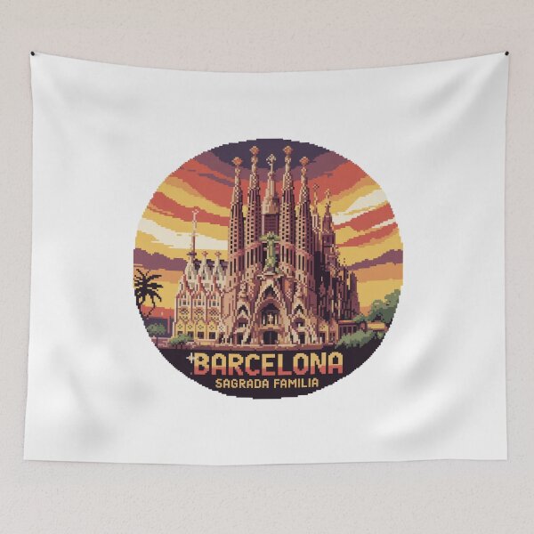 Item preview, Barcelona Sagrada Familia Pixel Art - Retro Spain Landmark designed and sold by CircinusStore.