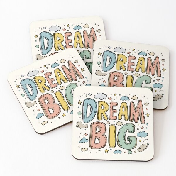 Item preview, Colourful “Dream Big” Motivational Rainbow Typography Tee designed and sold by NostalgiaPrinted.