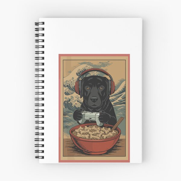 Item preview, Gaming Dog with Ramen & Headphones - Retro Japanese Style designed and sold by BellaFShop.