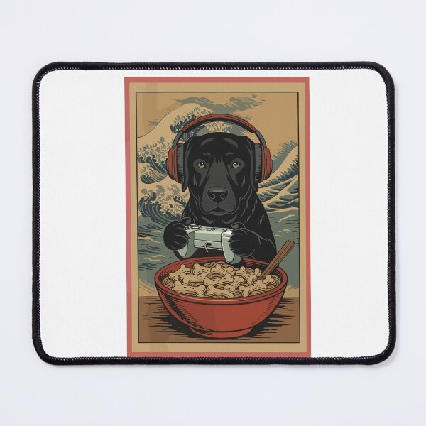 Item preview, Gaming Dog with Ramen & Headphones - Retro Japanese Style designed and sold by BellaFShop.