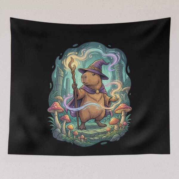 Item preview, Whimsical Capybara Wizard Magical Fantasy Forest designed and sold by k3rstman1.