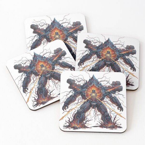 Item preview, Cybernetic Mountain Golem – Embroidered Mecha Guardian Magma Core Robot – Faux Stitch Techno-Organic Giant designed and sold by Gurjeetpixelart.