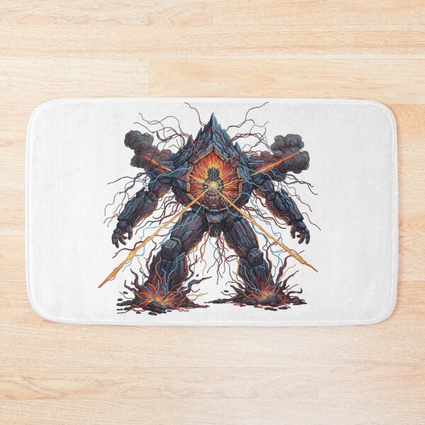 Item preview, Cybernetic Mountain Golem – Embroidered Mecha Guardian Magma Core Robot – Faux Stitch Techno-Organic Giant designed and sold by Gurjeetpixelart.