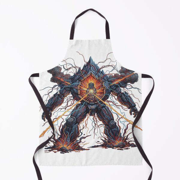 Item preview, Cybernetic Mountain Golem – Embroidered Mecha Guardian Magma Core Robot – Faux Stitch Techno-Organic Giant designed and sold by Gurjeetpixelart.