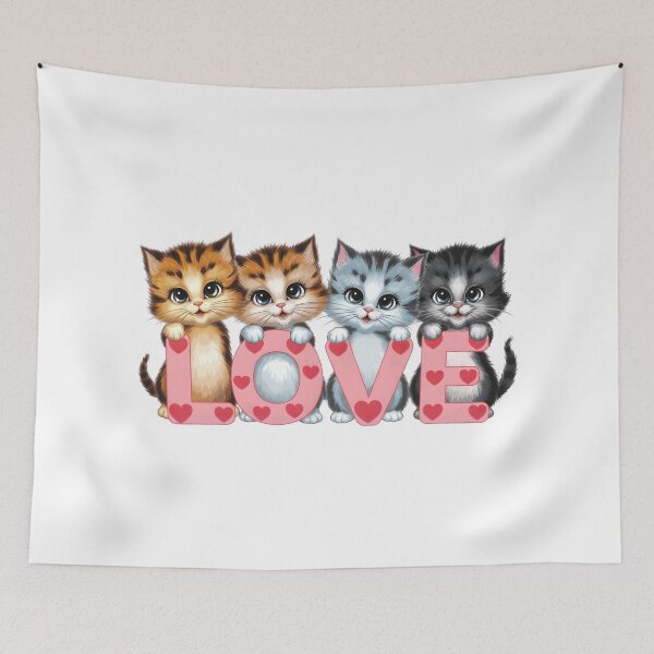 Item preview, Love Kittens – Cute Valentine Cat Illustration with Heart Letters designed and sold by chrstnslts.