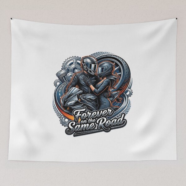 Item preview, Forever on the Same Road – Romantic Biker Artwork designed and sold by enzoade.