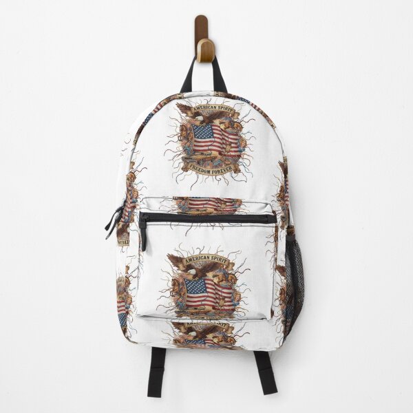 Item preview, American Spirit Freedom Forever – Patriotic Faux Embroidery Vintage Americana Needlepoint – Eagle, Flag, and Muscle Car Art designed and sold by Gurjeetpixelart.