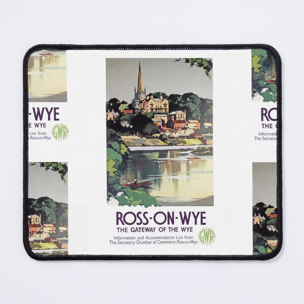 Item preview, Ross-On-Wye Riverside Townscape Illustration Church Spire Travel Poster : Vintage Artwork designed and sold by artofuniverse.