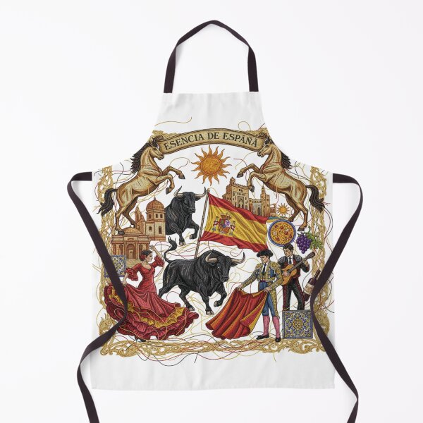 Item preview, Esencia de España – Embroidered Spanish Heritage Collage Vintage Spain Needlepoint – Flamenco, Matador, and Spanish Flag Art designed and sold by Gurjeetpixelart.
