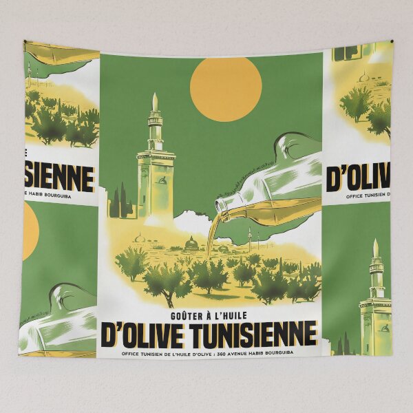 Item preview, Olive Oil Illustration Tunisian Landscape Advertisement Poster : Vintage designed and sold by artofuniverse.