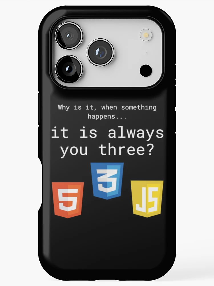 Thumbnail 1 of 4, iPhone Case, The Frontend Trio - HTML CSS JS Web Developer Humor designed and sold by LuvTech.