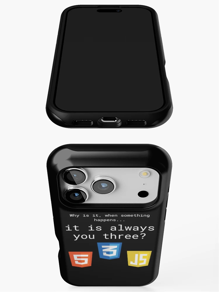 Thumbnail 3 of 4, iPhone Case, The Frontend Trio - HTML CSS JS Web Developer Humor designed and sold by LuvTech.