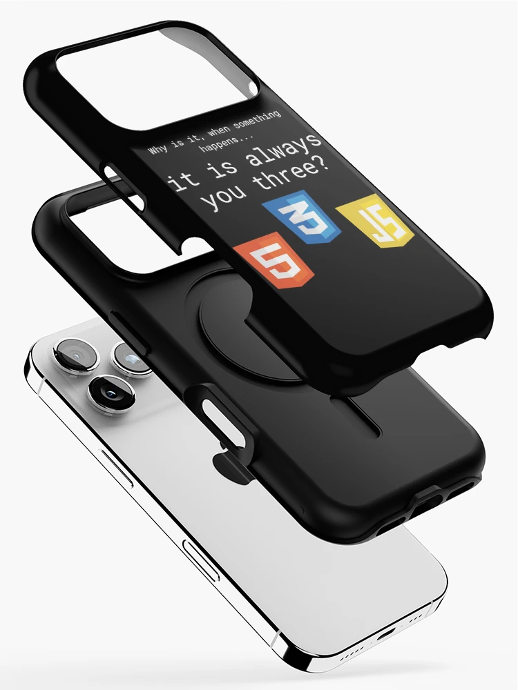 Thumbnail 2 of 4, iPhone Case, The Frontend Trio - HTML CSS JS Web Developer Humor designed and sold by LuvTech.
