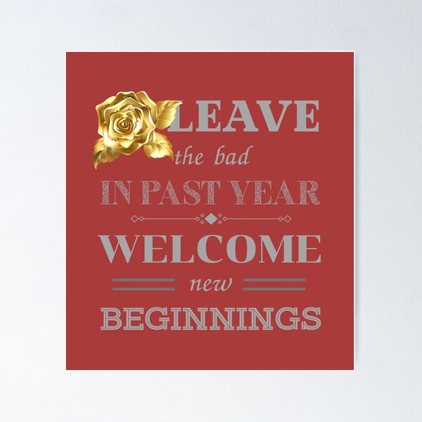 Item preview, Leave the Bad in the Past Year – Welcome New Beginnings Vintage Quote Art designed and sold by phiawdesign9.