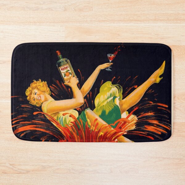 Item preview, Woman In Cocktail Glass Liquor Bottle Advertisement Poster : Colorful Illustration designed and sold by artofuniverse.