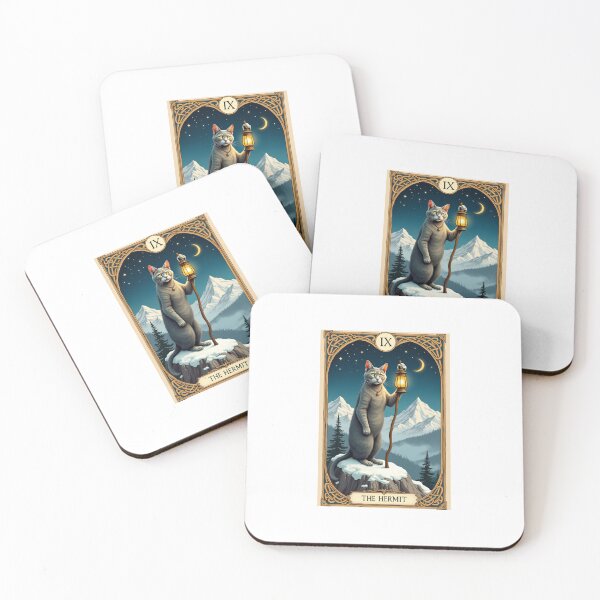 Item preview, The Hermit Cat Tarot Card Vintage Art designed and sold by PictorialWhimsy.