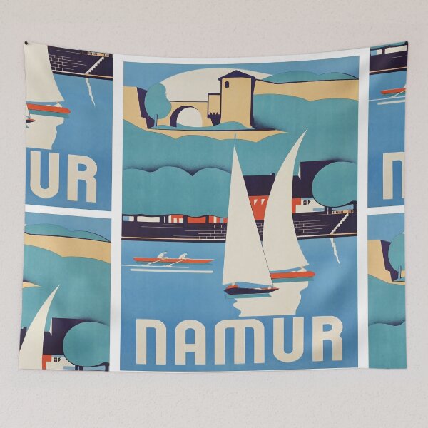 Item preview, Namur Sailboats On River Historic Town Travel Poster : Vintage Art designed and sold by artofuniverse.