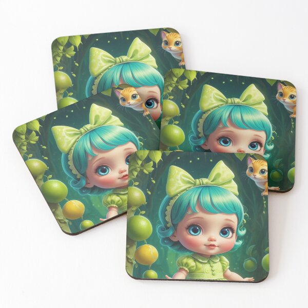 Item preview, Girl and animal friends collecting limes designed and sold by Sweet Dreams Ambience.