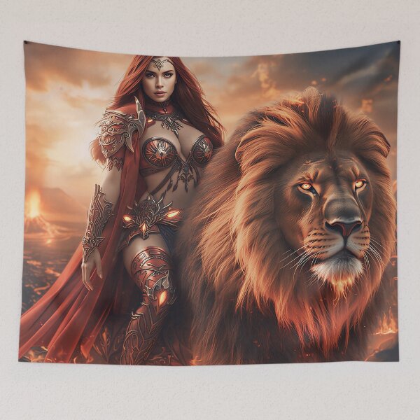 Item preview, Flame Sovereign – Fire Warrior Queen designed and sold by SunsetAngelsAI.