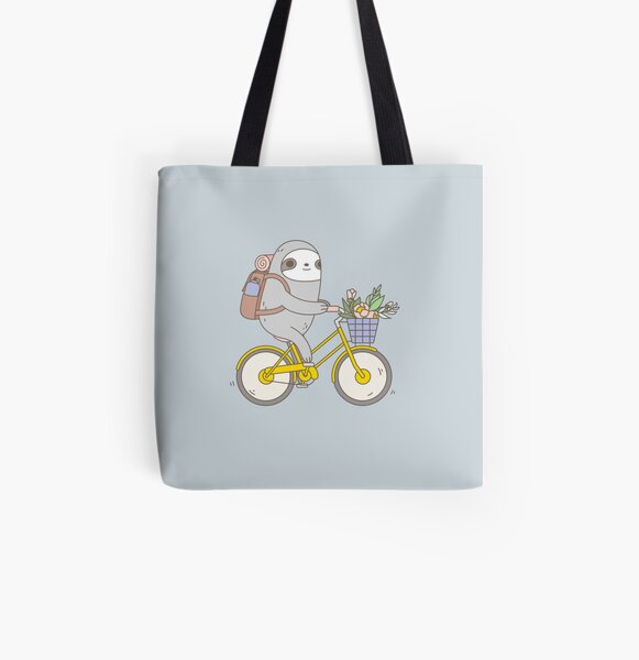 Biking Sloth All Over Print Tote Bag
