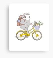 Biking Sloth Metal Print