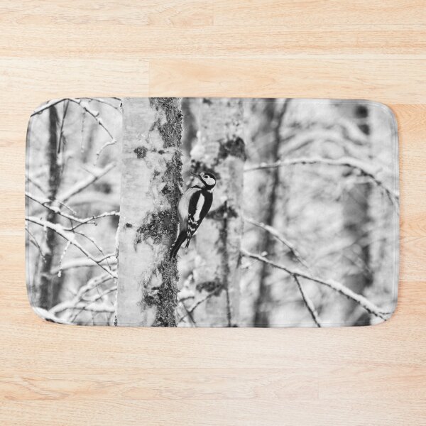 Item preview, Life in the birch forest. Great spotted woodpecker bw designed and sold by Jouko Lehto Photography.