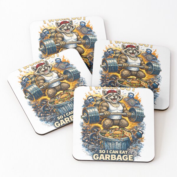 Item preview, I Work Out So I Can Eat Garbage Funny Gym Raccoon Workout Meme designed and sold by JoyBoyStudio1.