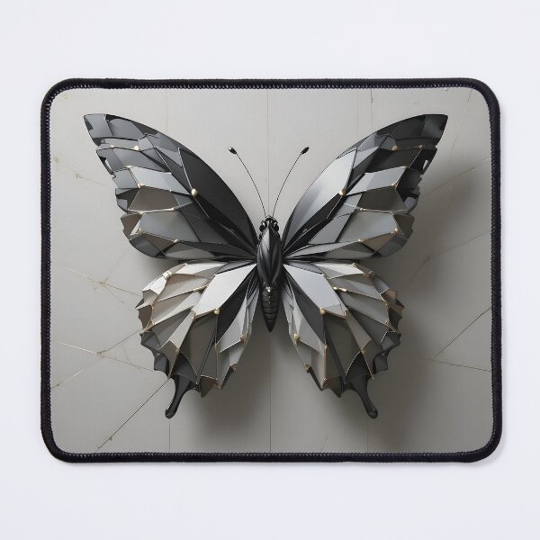 Item preview, Geometric Black & Silver Butterfly Wall Art | Modern Minimalist Luxury Design designed and sold by GeetArtHouse.
