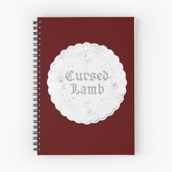 Item preview, Cursed Lamb cross-stitch doily (maroon bg) designed and sold by childoflamb.