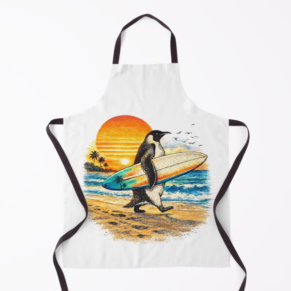 Item preview, Surfing Penguin Walking on Beach at Sunset Funny Animal Surf Art Tropical Ocean Design designed and sold by JoyBoyStudio1.