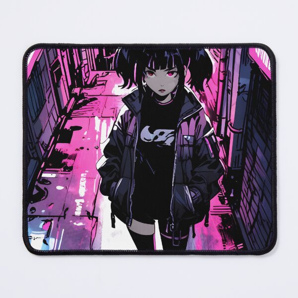 Item preview, NEON: Monochrome Magenta Alley Reflection | Cute Cyberpunk Anime Girl designed and sold by Sytrics.