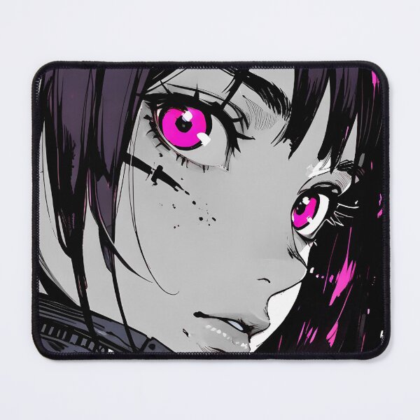 Item preview, NEON: Monochrome Extreme Magenta Gaze | Cute Cyberpunk Anime Girl designed and sold by Sytrics.