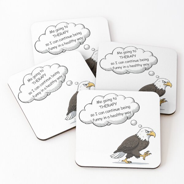 Item preview, Cartoon style Bald Eagle Therapy quote – Funny "Going to Therapy So I Stay Healthy Funny" designed and sold by digitalbitcraft.