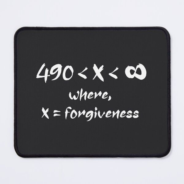 Item preview, Ultra minimal Christian Math Geek/Nerd Typography | Jesus forgiveness equation (70x7) forgive more than 490 Times | white designed and sold by ZechJohnRB.