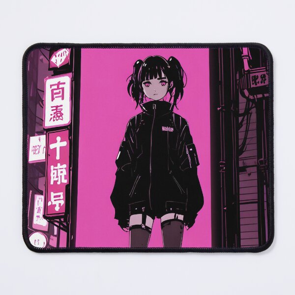 Item preview, NEON: Monochrome Magenta Billboard Silhouette | Cute Cyberpunk Anime Girl designed and sold by Sytrics.