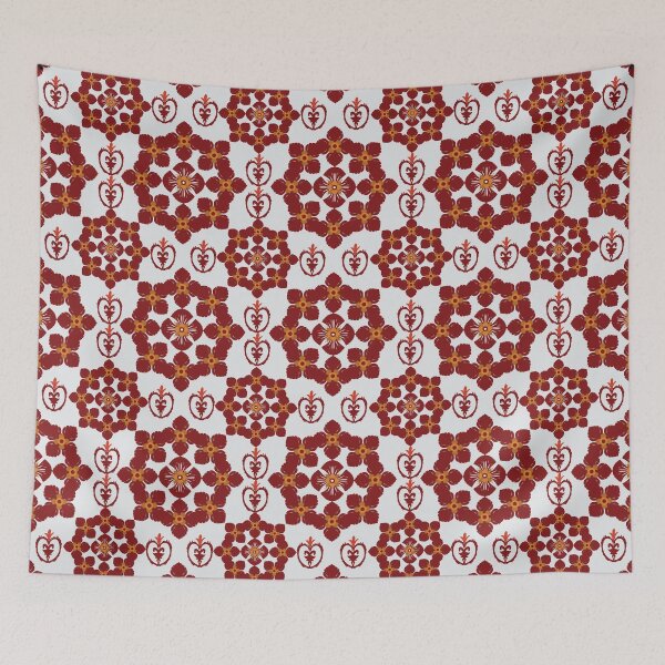 Item preview, Thai Red Floral Geometric Pattern designed and sold by OIL Pattern Design .