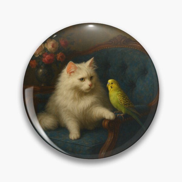 Item preview, Budgie Mucki and Angora Cat Catlyn – Trusted Friends designed and sold by LegademaArt.