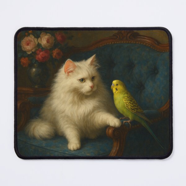 Item preview, Budgie Mucki and Angora Cat Catlyn – Trusted Friends designed and sold by LegademaArt.