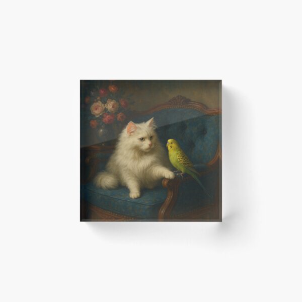 Item preview, Budgie Mucki and Angora Cat Catlyn – Trusted Friends designed and sold by LegademaArt.