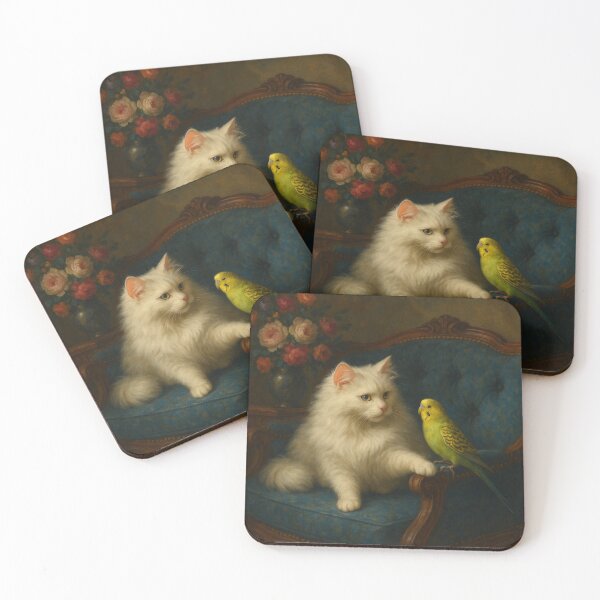 Item preview, Budgie Mucki and Angora Cat Catlyn – Trusted Friends designed and sold by LegademaArt.