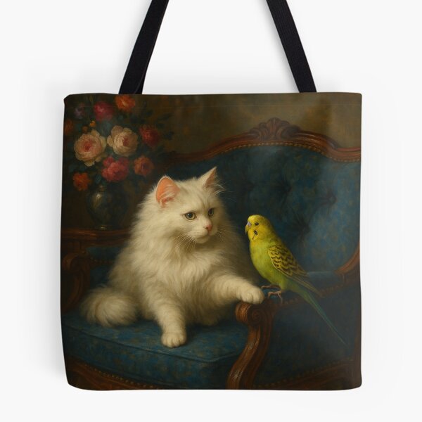 Item preview, Budgie Mucki and Angora Cat Catlyn – Trusted Friends designed and sold by LegademaArt.