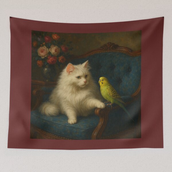 Item preview, Budgie Mucki and Angora Cat Catlyn – Trusted Friends designed and sold by LegademaArt.