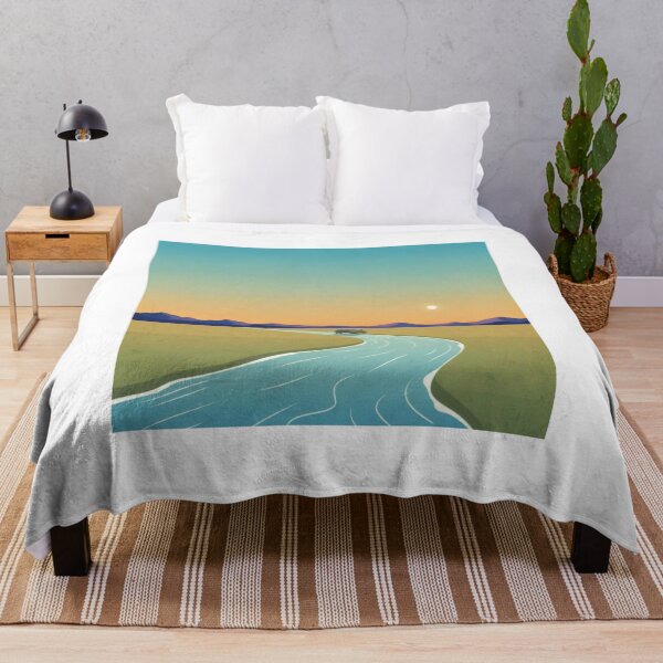 Item preview, Rhinoceros Crossing River Landscape - Minimalist Graphic Illustration designed and sold by Liminal Inscapes.