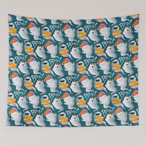 Item preview, Cute Halloween Ghosts pattern  designed and sold by colonelle.
