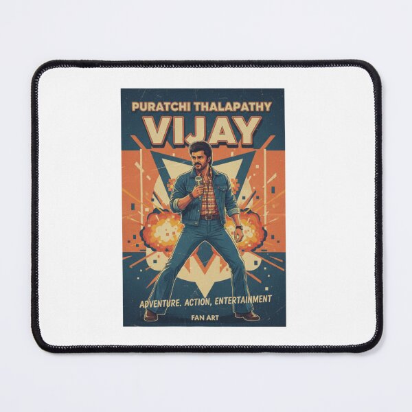 Item preview, Retro Vijay Thalapathy Vintage 80s Masala Movie Fan Art Poster designed and sold by Gurjeetpixelart.
