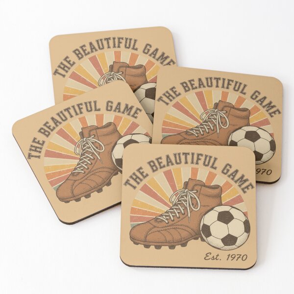 Item preview, Vintage 70s Soccer Boot & Ball – Retro Football Illustration designed and sold by HappySproutArt.