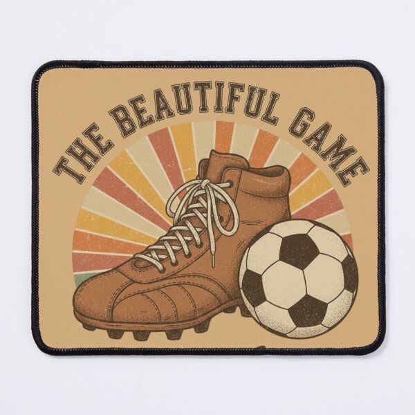 Item preview, Vintage 70s Soccer Boot & Ball – Retro Football Illustration designed and sold by HappySproutArt.