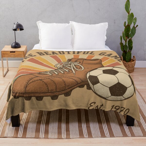 Item preview, Vintage 70s Soccer Boot & Ball – Retro Football Illustration designed and sold by HappySproutArt.