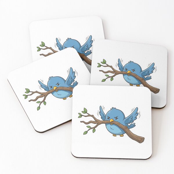Item preview, A small, determined blue bird carrying a giant branch designed and sold by Stickers à gogo.