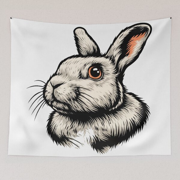 Item preview, Red-Eyed Rebel: Stylized Rabbit with Attitude designed and sold by ForeverPrintsOK.